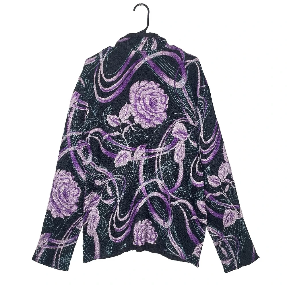 Crush Women Blouse 2X Floral Crinkle 80s‎ Long Sleeve Reversible Cyberpunk Rave